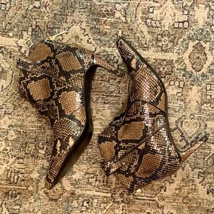Brown Snakeskin Veronica Beard Ankle Boots Size 6.5